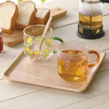 金正陶器(Kaneshotouki) Dick Bruna Miffy 400140 Heat-resistant Glass Mug 13.5 fl oz (400 ml), Microwave Safe, Color Handle, Green, Rose