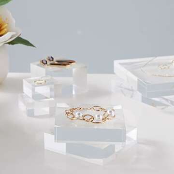 Juvale Clear Acrylic Blocks, Small Pedestal Riser for Display Stands (4x4x1 in, 2 Pack)