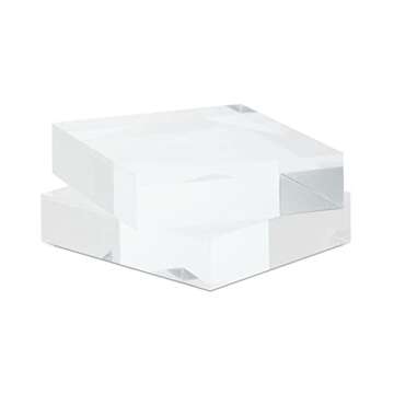 Juvale Clear Acrylic Blocks, Small Pedestal Riser for Display Stands (4x4x1 in, 2 Pack)