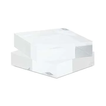 Juvale Clear Acrylic Blocks, Small Pedestal Riser for Display Stands (4x4x1 in, 2 Pack)