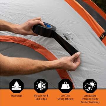 Gorilla All Weather Outdoor Waterproof Duct Tape, UV and Temperature Resistant, 1.88" x 25 yd, Black...