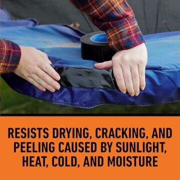 Gorilla All Weather Outdoor Waterproof Duct Tape, UV and Temperature Resistant, 1.88" x 25 yd, Black, (Pack of 1)