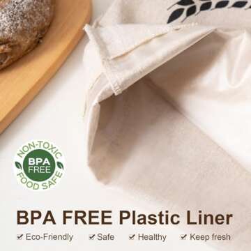GobiSea 2 Pack Bread Bags for Homemade Bread - Plastic Lined - Reusable Linen Bread Bag with Plastic...