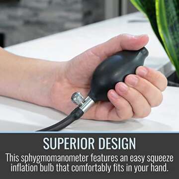 MABIS Precision Series Aneroid Sphygmomanometer Manual Blood Pressure Set with Calibrated, Nylon Cuff and Carrying Case, FSA HSA Eligible, Adult Large, Latex Free