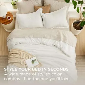 Bedsure King Size Comforter Set - 7 Pieces White King Bedding Set for All Seasons, Boho Contrasting Design Bed in a Bag with Comforter, Sheets, Pillowcases & Shams