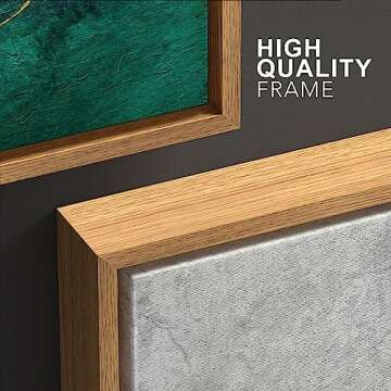 wall26 Framed Canvas Print Wall Art Set Geometric Gold Green Paint Strokes Abstract Shapes Illustrations Modern Art Decorative Multicolor Chic for Living Room, Bedroom, Office - 16"x24"x3 Natural