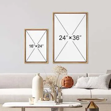 wall26 Framed Canvas Print Wall Art Set Geometric Gold Green Paint Strokes Abstract Shapes Illustrations Modern Art Decorative Multicolor Chic for Living Room, Bedroom, Office - 16"x24"x3 Natural