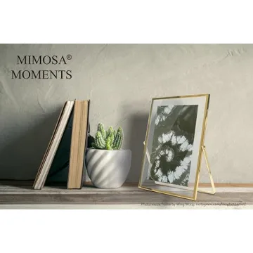 Elegant MIMOSA MOMENTS Brass Metal Floating 5x7 Frame
