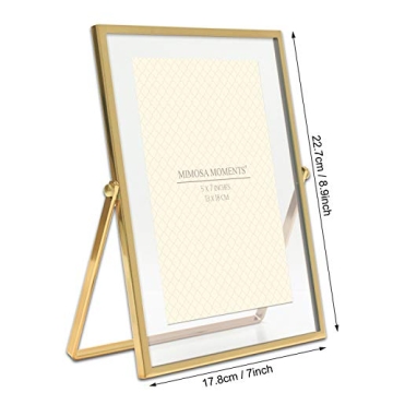 Elegant MIMOSA MOMENTS Brass Metal Floating 5x7 Frame