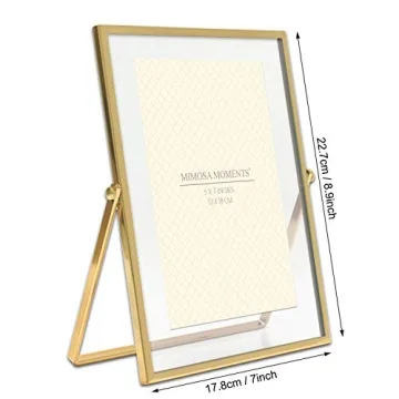 Elegant MIMOSA MOMENTS Brass Metal Floating 5x7 Frame