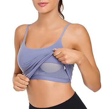 Lemedy Women Padded Sports Bra Fitness Workout Running Shirts Yoga Tank Top (M, Lavender)