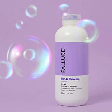 Pallure Blonde Toning Shampoo, Reduces Brassiness And Yellow Tones – For Blonde, Platinum, Bleached, Silver Hair, Vegan and Cruelty Free (10.14 Fl Oz)