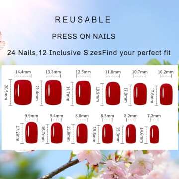 Short Floral Press on Nails - 24 Pcs for All Occasions