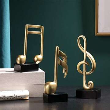 3pcs-Music Note Statue,Music Note Decor Musical Sculpture Statue Music Note Figurine for Home Piano ...