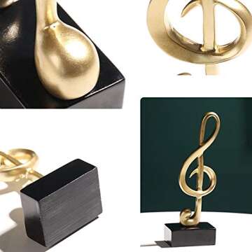 3pcs-Music Note Statue,Music Note Decor Musical Sculpture Statue Music Note Figurine for Home Piano present Souvenirs present box Resin Golden(golden)