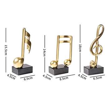 3pcs-Music Note Statue,Music Note Decor Musical Sculpture Statue Music Note Figurine for Home Piano present Souvenirs present box Resin Golden(golden)