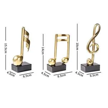 3pcs-Music Note Statue,Music Note Decor Musical Sculpture Statue Music Note Figurine for Home Piano present Souvenirs present box Resin Golden(golden)