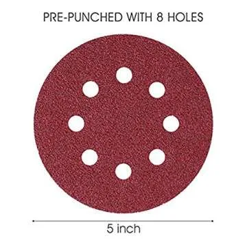 Miady 5-Inch 8-Hole Hook and Loop Sanding Discs 70PCS, 40/80/120/240/320/600/800 Assorted Grits Sandpaper for Aluminum - Pack of 70