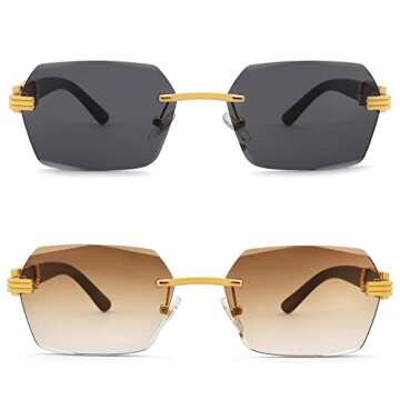 Hycredi Rimless Rectangle Sunglasses for All Occasions