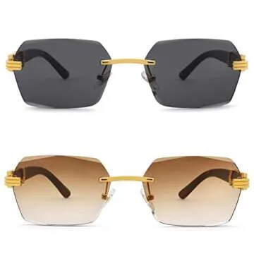 Hycredi Rimless Rectangle Sunglasses for All Occasions
