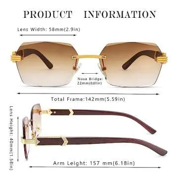 Hycredi Rimless Rectangle Sunglasses for All Occasions