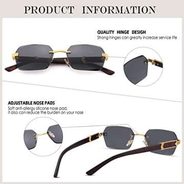 Hycredi Rimless Rectangle Sunglasses for All Occasions