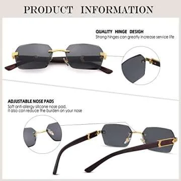 Hycredi Rimless Rectangle Sunglasses for All Occasions