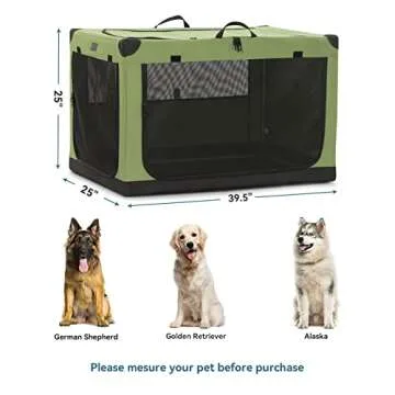 Petsfit Soft Sided Dog Crate, Adjustable Fabric Cover by Spiral Iron Pipe, Sturdiness & Strengthen Sewing Collapsible Dog Crate 3 Door Design, Easy On The Go, Easy to Stow