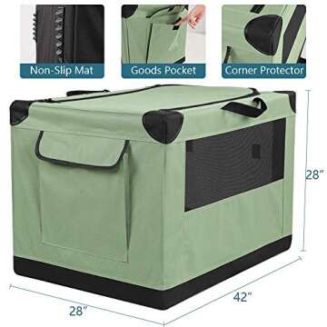 Petsfit Soft Sided Dog Crate, Adjustable Fabric Cover by Spiral Iron Pipe, Sturdiness & Strengthen Sewing Collapsible Dog Crate 3 Door Design, Easy On The Go, Easy to Stow
