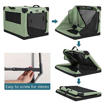 Petsfit Soft Sided Dog Crate, Adjustable Fabric Cover by Spiral Iron Pipe, Sturdiness & Strengthen Sewing Collapsible Dog Crate 3 Door Design, Easy On The Go, Easy to Stow