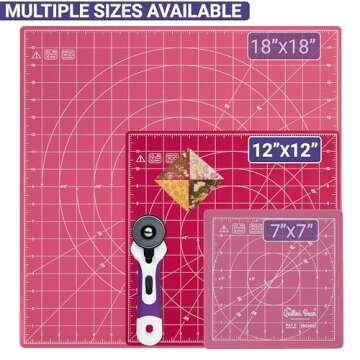 The Quilted Bear Rotating Cutting Mat 12" x 12" - Square 360° Rotating Self Healing Mat with Innovative Locking Mechanism for Quilting & Sewing Your Choice of Colours Available! (Pink)