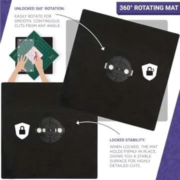 The Quilted Bear Rotating Cutting Mat 12" x 12" - Square 360° Rotating Self Healing Mat with Innovative Locking Mechanism for Quilting & Sewing Your Choice of Colours Available! (Pink)