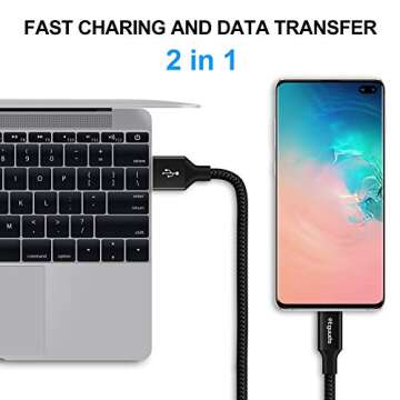 etguuds Long USB A to USB C Cable 10ft, 2-Pack Fast Charging Type C Charger Cord Braided for iPhone 16 15 Pro Max Plus, for Samsung Galaxy S24 S23 S22 S21 S20 S10 S10E Note 20 10 A15 A25 A35 A55