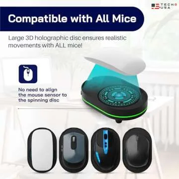 TECH8 USA Mouse Mover Device, Undetectable Mouse Jiggler for Laptops, PC, No Software, Random Movement, Patented, Designed, Engineered, Packaged in USA - 3D Hologram Alien