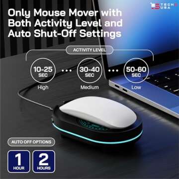 TECH8 USA Mouse Mover Device, Undetectable Mouse Jiggler for Laptops, PC, No Software, Random Movement, Patented, Designed, Engineered, Packaged in USA - 3D Hologram Alien