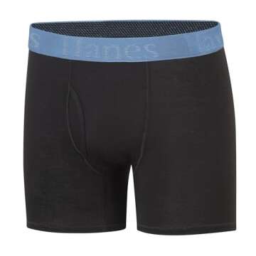 Hanes Ultimate Supersoft Boys' Boxer Brief Underwear, Black 5-Pack
