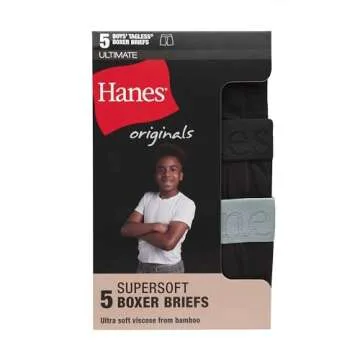 Hanes Supersoft Boys' Boxer Brief Underwear - 5-Pack