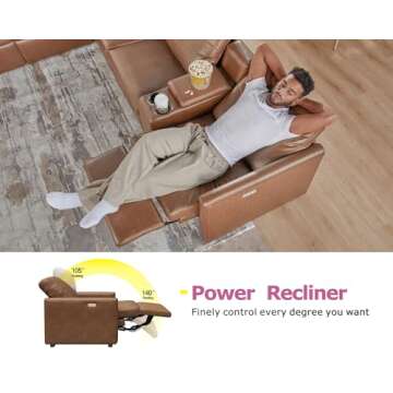 PaPaJet Electric Reclining Sectional Sofa with USB Ports