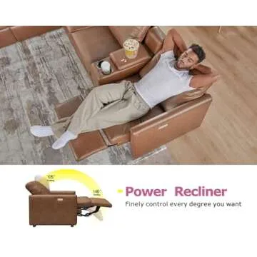 PaPaJet Electric Reclining Sectional Sofa with USB Ports