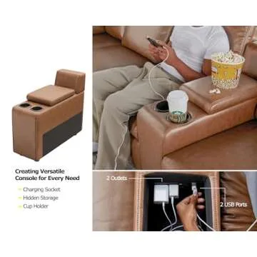 PaPaJet Electric Reclining Sectional Sofa with USB Ports