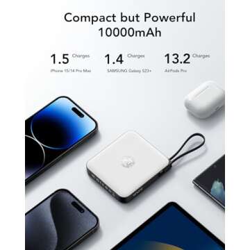 VRURC Portable Charger 10000mAh with 4 Built-in Cables