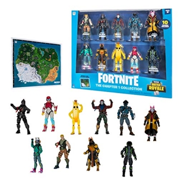 FORTNITE The Chapter 1 Collection - Ten 4” Action Figures, Featuring Recruit (Jonesy), Black Knigh...