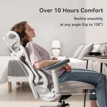 SIHOO Doro C300 Ergonomic Office Chair with Ultra Soft 3D Armrests, Dynamic Lumbar Support for Home Office Chair, Adjustable Backrest Desk Chair, Swivel Big and Tall Office Chair, Computer Chair Grey