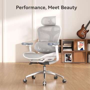 SIHOO Doro C300 Ergonomic Office Chair with Ultra Soft 3D Armrests, Dynamic Lumbar Support for Home Office Chair, Adjustable Backrest Desk Chair, Swivel Big and Tall Office Chair, Computer Chair Grey