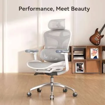 SIHOO Doro C300 Ergonomic Office Chair with Ultra Soft 3D Armrests, Dynamic Lumbar Support for Home Office Chair, Adjustable Backrest Desk Chair, Swivel Big and Tall Office Chair, Computer Chair Grey
