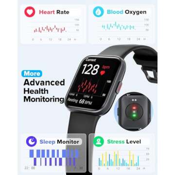 Smart Watch for Men Women Android iPhone, Alexa Built-in Fitness Watch with 1.8" LCD Screen & Bluetooth Call (Make/Answer), Heart Rate/SpO2/Sleep Monitor, 100 Sports, IP68 Waterproof Smartwatch