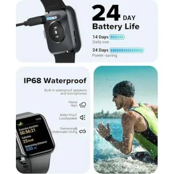 Smart Watch for Men Women Android iPhone, Alexa Built-in Fitness Watch with 1.8" LCD Screen & Bluetooth Call (Make/Answer), Heart Rate/SpO2/Sleep Monitor, 100 Sports, IP68 Waterproof Smartwatch