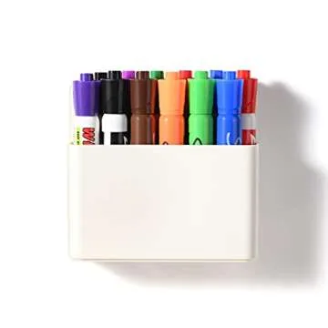 luvtree White Strong Magnetic Marker Holder/Dry Erase Pen Holder - Storage for Dry Erase Marker, Eraser, Bottle Opener, Remote Controls, Notes - Ideal for Magnetic Board, Fridge Door, and Locker