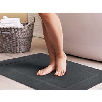 Utopia Towels Cotton Banded Rug, Bath Mats, [Not a Bathroom Rug], 21x34 Inches, 100% Ring Spun Cotton - Highly Absorbent and Machine Washable Shower Bathroom Floor Mat, Charcoal Grey, 2 Pack