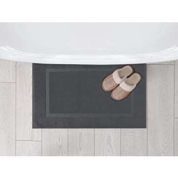 Utopia Towels Cotton Banded Rug, Bath Mats, [Not a Bathroom Rug], 21x34 Inches, 100% Ring Spun Cotton - Highly Absorbent and Machine Washable Shower Bathroom Floor Mat, Charcoal Grey, 2 Pack